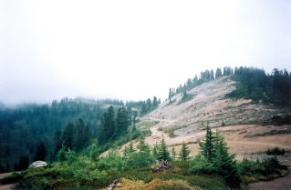 View near start of ridge leading to Elfin Lakes 2003-08.